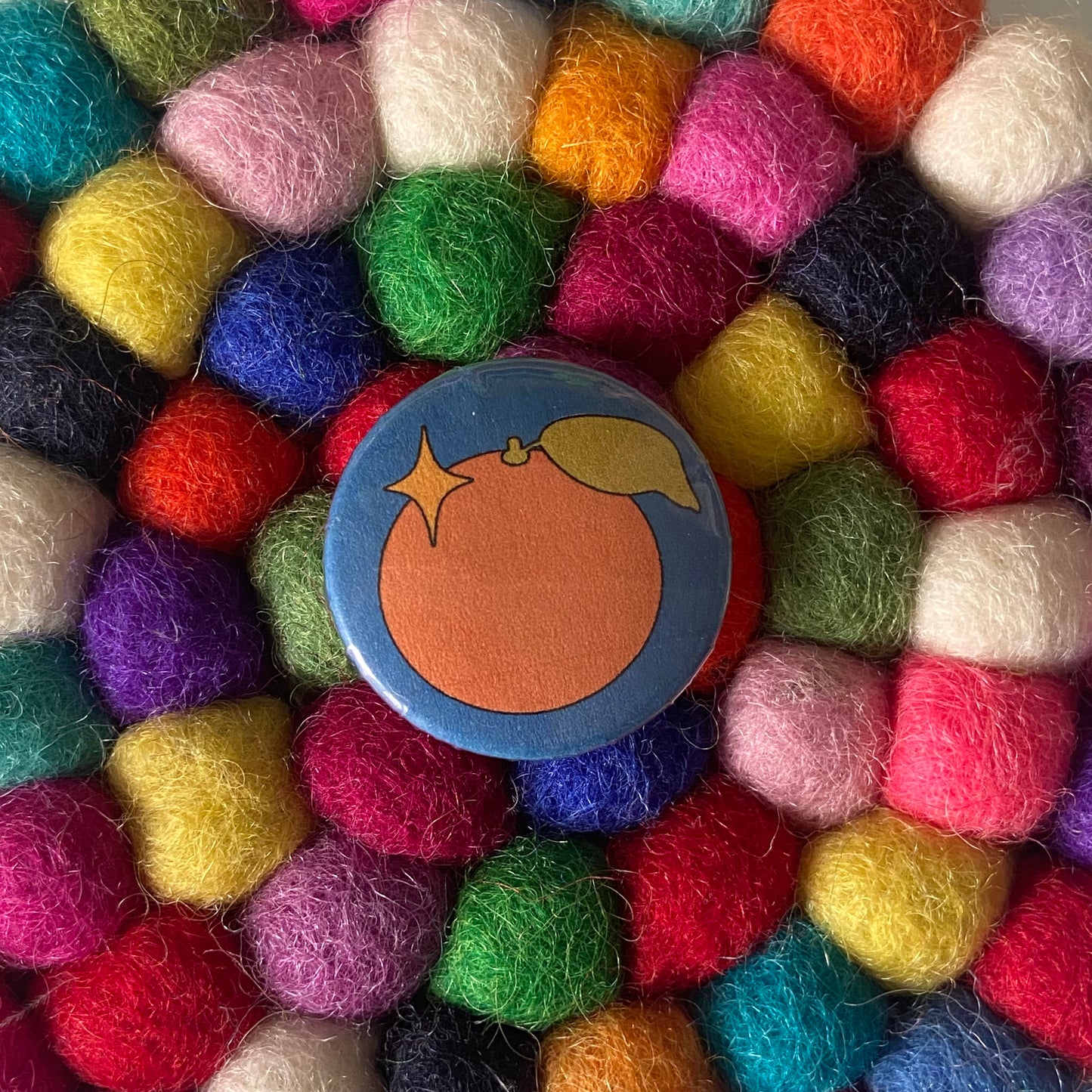 Orange Button Pin 1"