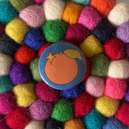 Orange Button Pin 1"