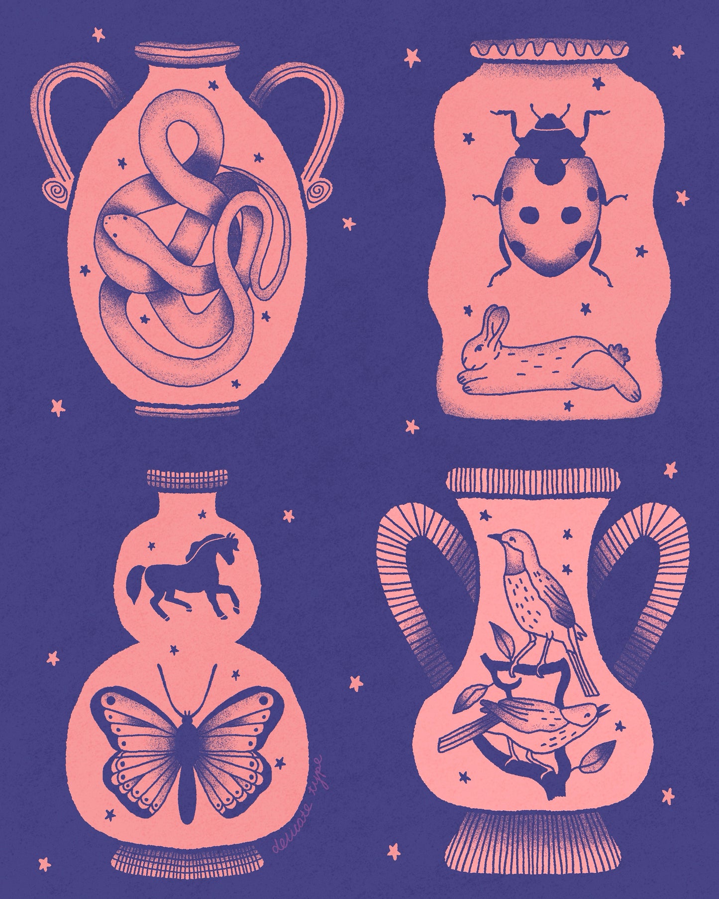 Critter Vases Print