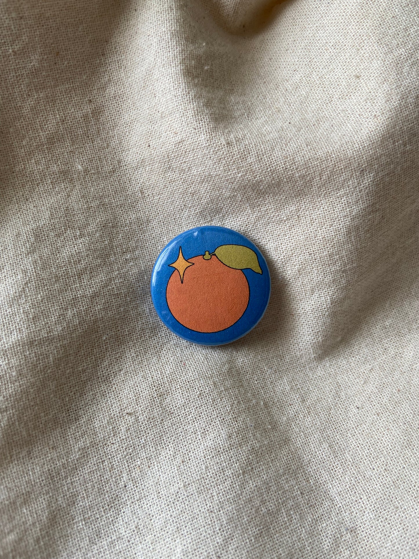 Orange Button Pin 1"